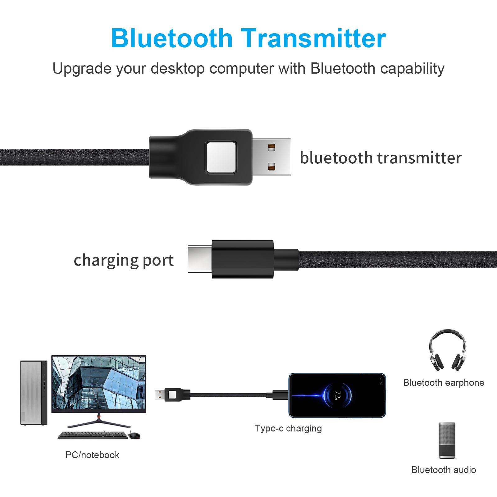 USB C to USB A Cable, Wireless Audio Transmitter Data Transfer Cord Adapter for Nintendo Switch for PS4 for Desktops for PS5