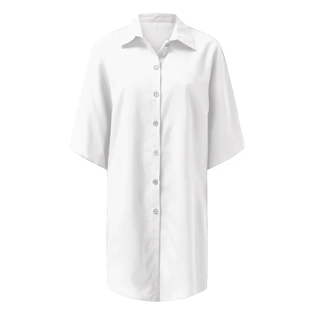 loopsun Summer Savings Clothing 2023 Clothes for Women ,Fashion Women Print  Casual Long Sleeve Turndown Collar Button Shirt Tops White XXL