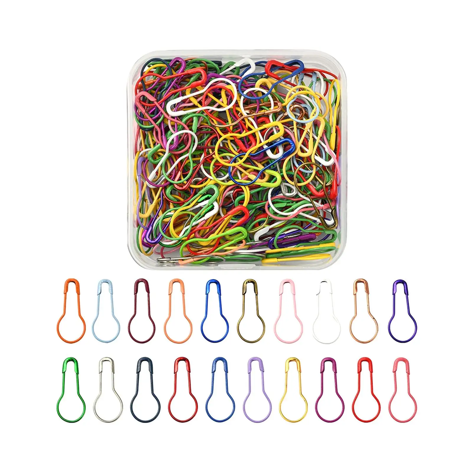 200x Safety Pins Knitting Quilting Crochet Storage Box Bulb Stitch Markers for Blanket Clothes Crocheting Clothing Tag Making