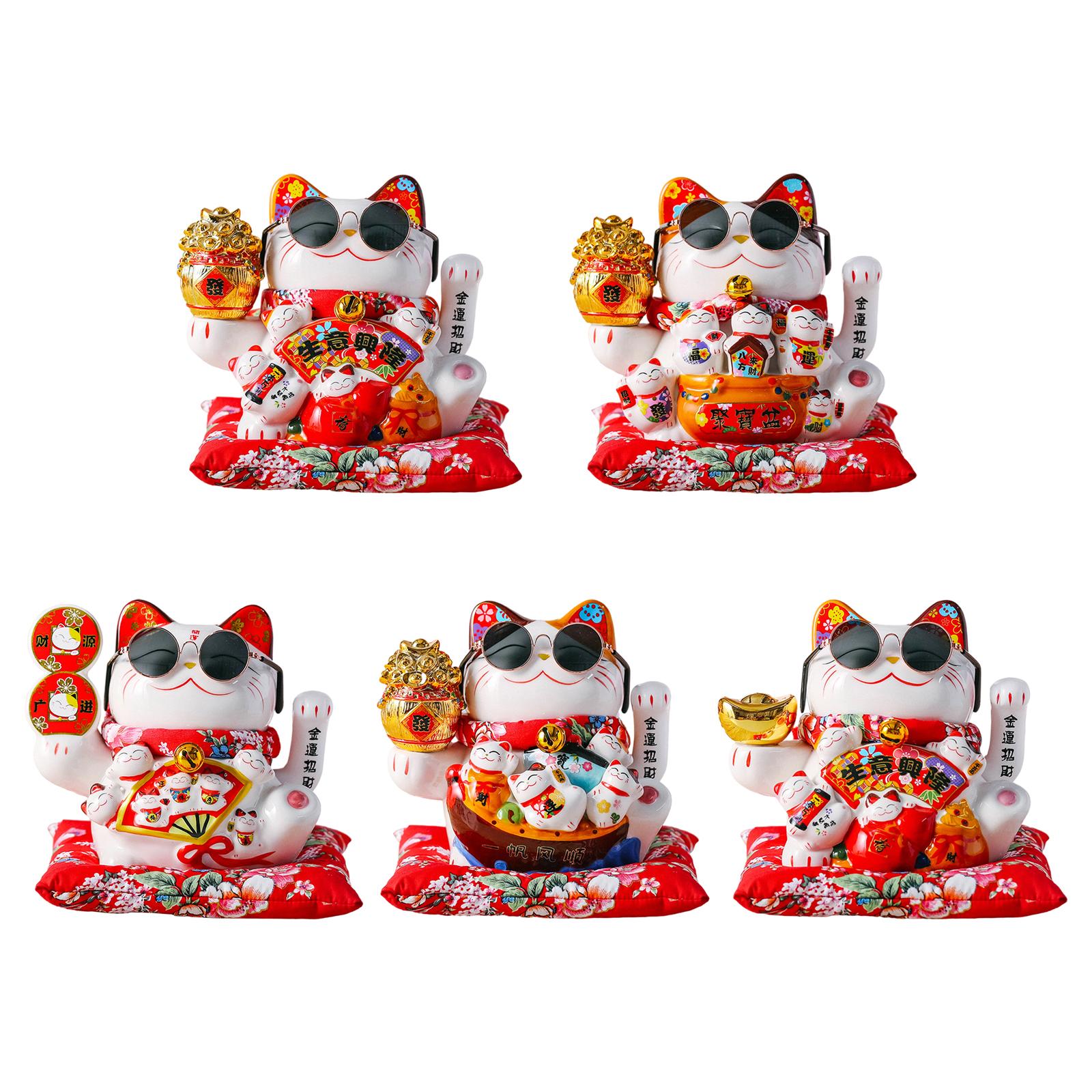 Chinese Feng Shui Beckoning Cat Wealth White Waving Fortune/ Lucky Cat Best Gift for Good Luck Kitty Decor