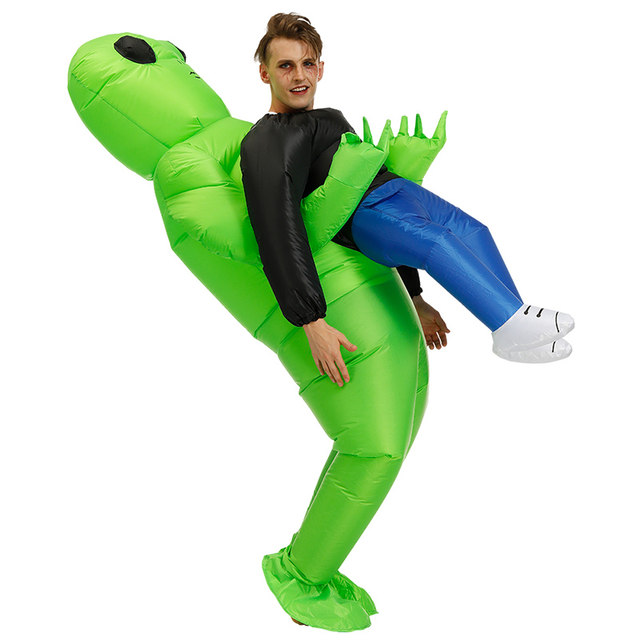 Risewill Inflatable Alien Costume Fancy Dress, Green Alien Carrying Human  Costume Alien Abduction Costume Funny Blow Up Suits for Party Halloween