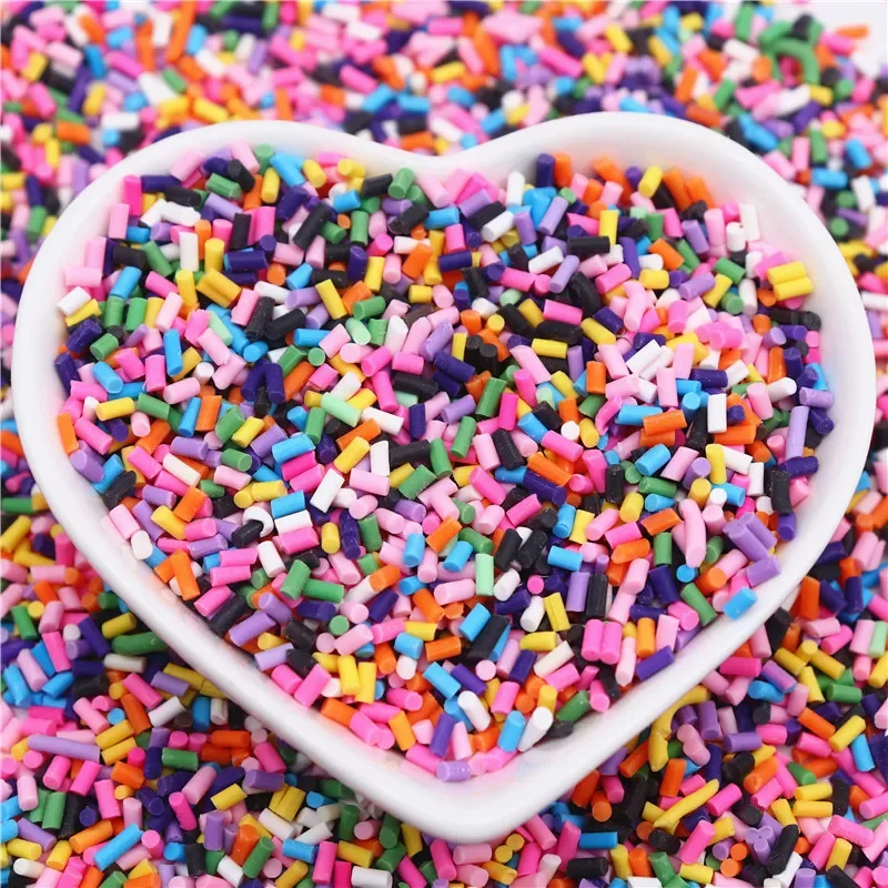 Süßigkeiten-Polymer-Ton-Scheiben, 1 mm, dünn, lang, zylindrisch, heiße Ton-Streusel für Schleim, DIY-Handwerk, winziges Kunststoff-Ton-Zubehör – Detail 10