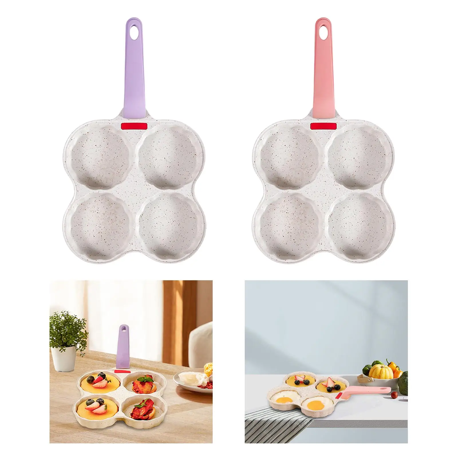 Egg Frying Pan Cooking Ham Muffins 4 Cups with Handle Crepe Pan Egg Skillet Breakfast Frying Pan Gas Stove Kitchen Supplies