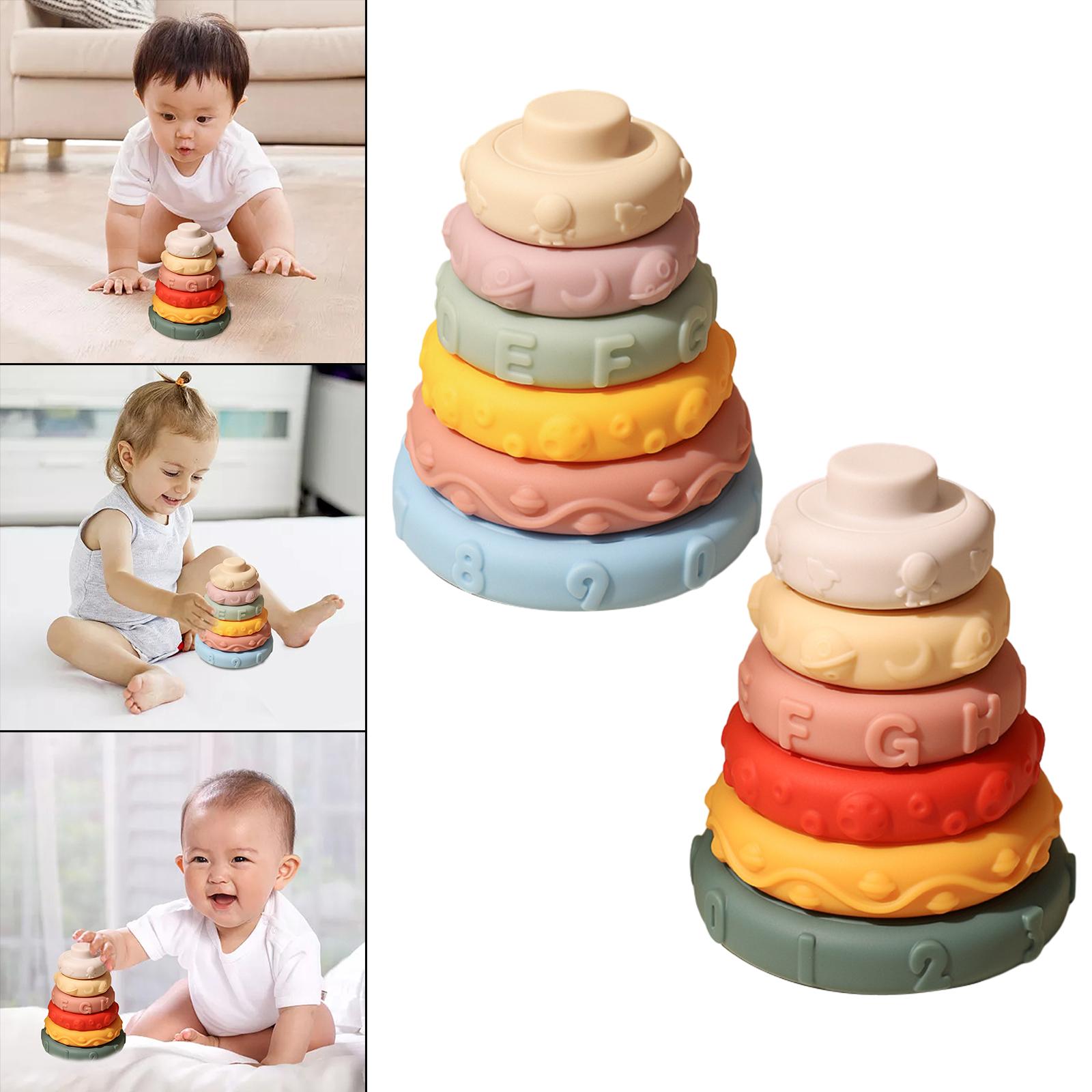 Stacking Teething Toy Stacker Balancing Colorful Rainbow Building Blocks for Toddler