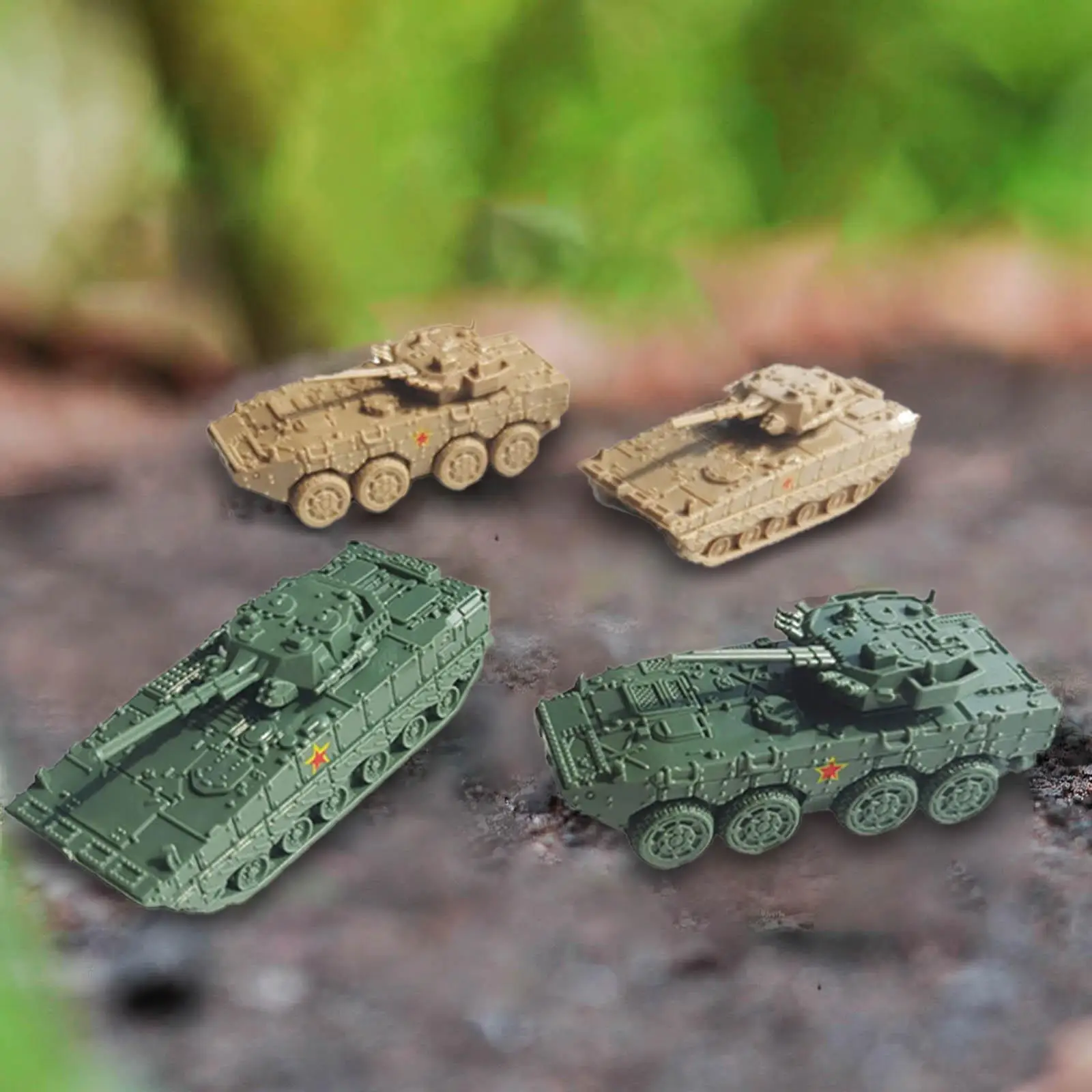 4 Pieces 1/144 Scale Modern Tank Model Tank Kids Playset Toys