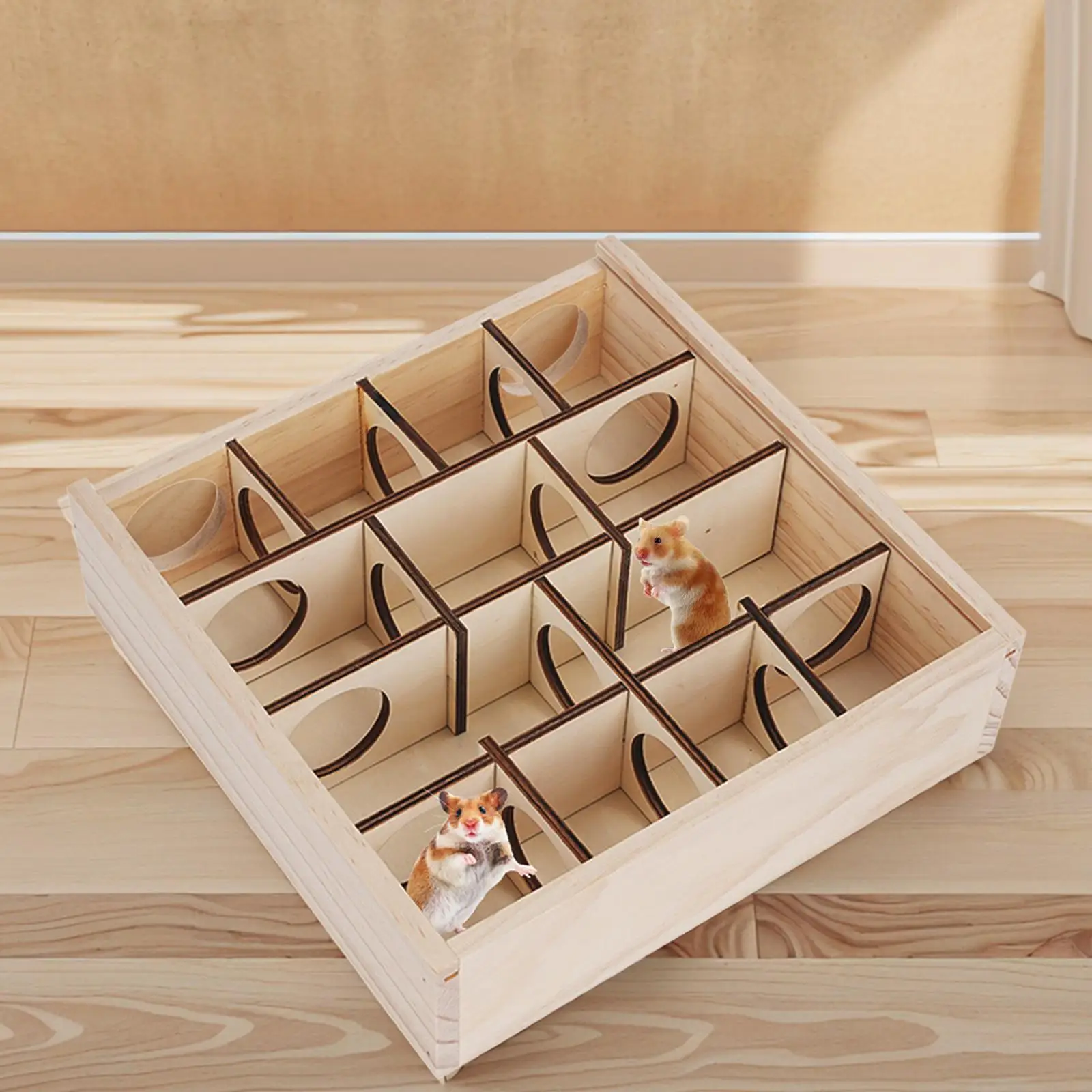 Pet Hamster House Wooden Maze Hamster Toy Removable Lid Hamster Cage Accessories Tunnel Toy for Small Animals Dwarf Hamsters