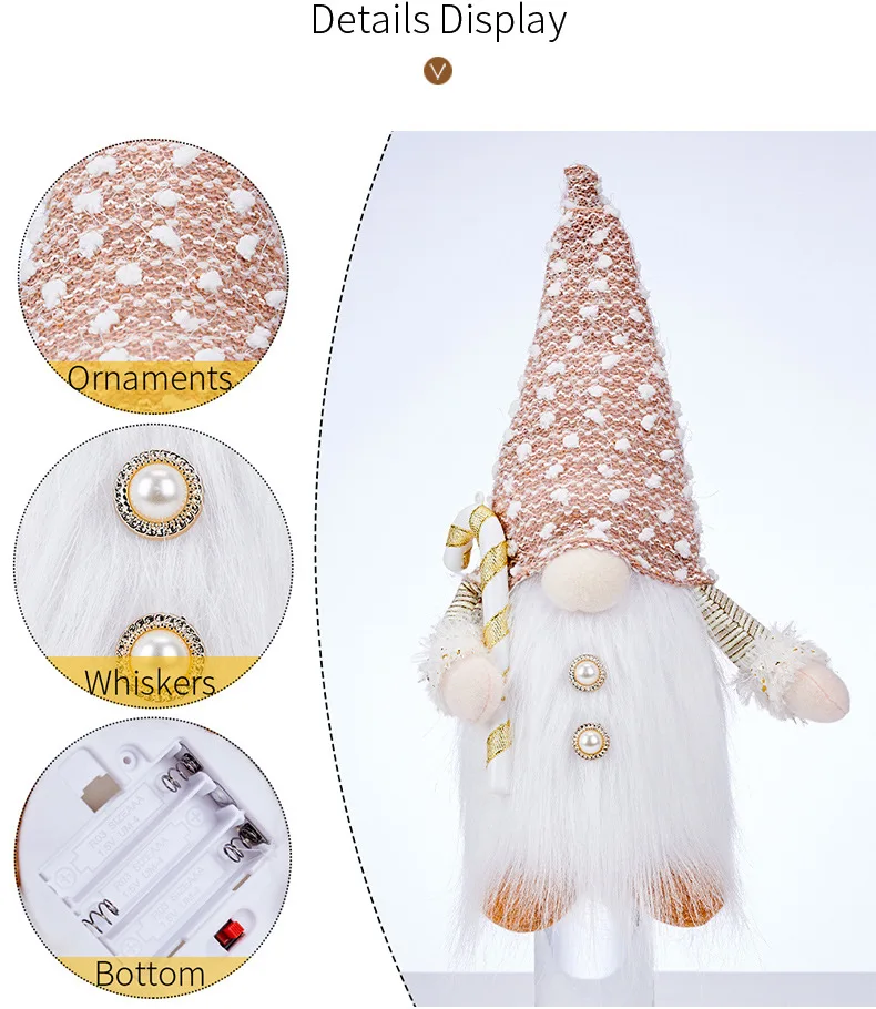 Glowing Gnome Christmas Faceless Doll 30cm Tree Decorations 2024 Night Light Xmas Gift Navidad 2023 New Year Home Decor