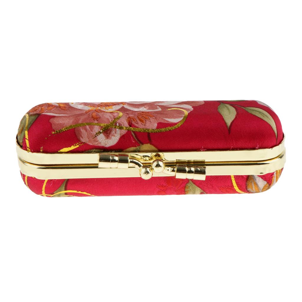 2pcs Beauty Embroidered Brocade Case Lip Balm Jewelry Holder Box