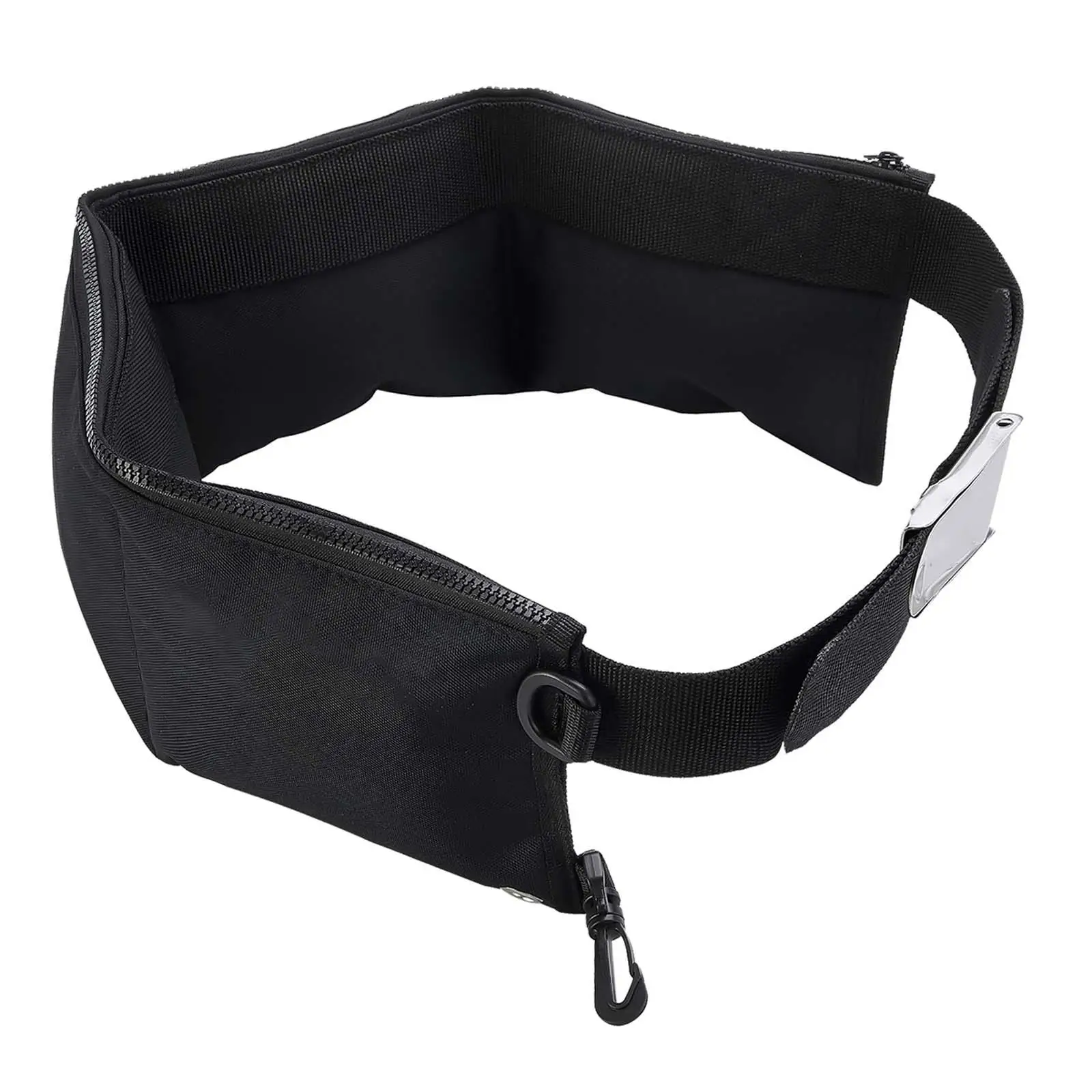Snorkeling Webbing Weight Pouch Belt Dive Weight Belt Heavy Duty Self Draining Pockets Black Quick Release Buckle with 4 Pocket