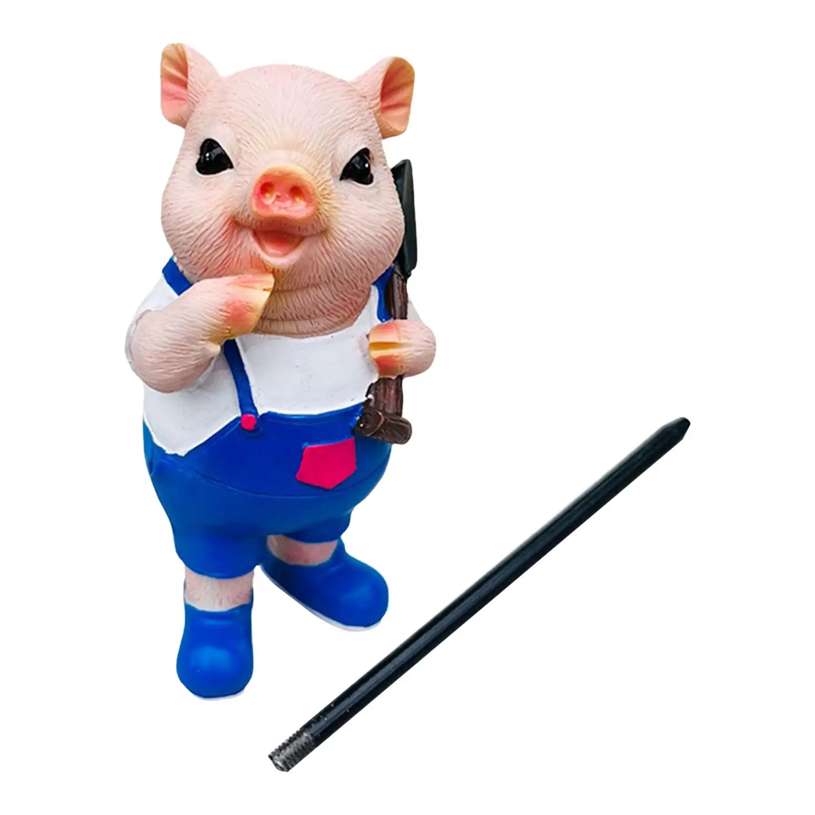 Resin Pig Stakes Outdoor Pig Sculptures Animal Garden Statue for Pathway Lawn Plant Pot Micro Landscape Decoration