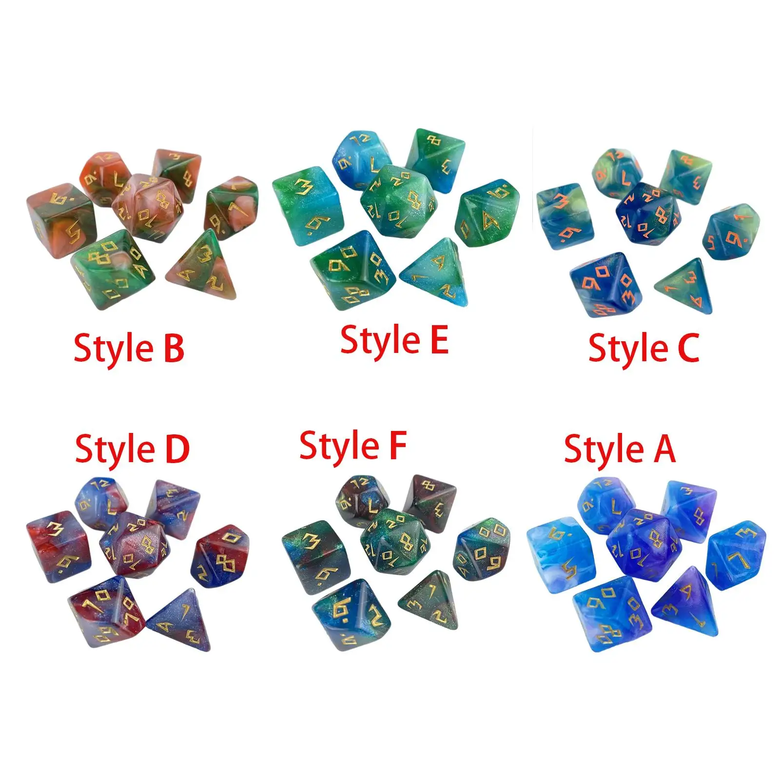 7x Multi Sided Game Dices Acrylic Game Dices Set for KTV Party Table Game Role Playing Game Board Game