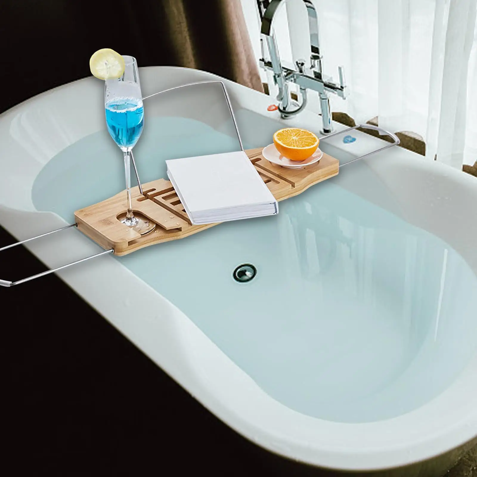 Expandable Bath Tub Caddy Luxury Bathtub Accessories Shelf Organizer for Tubs Home