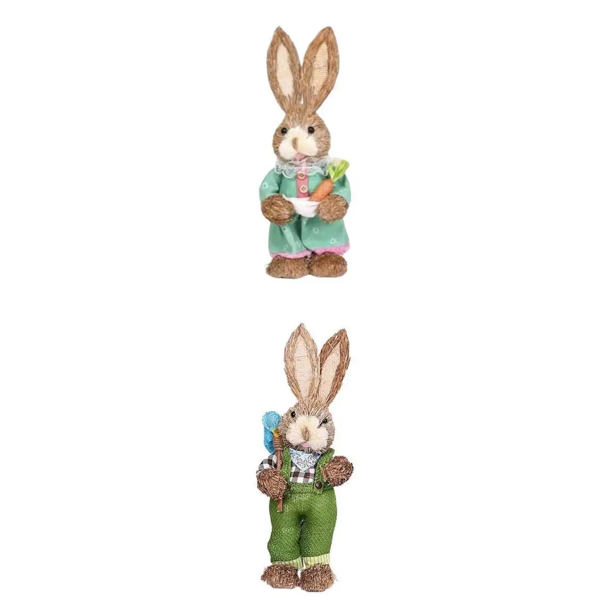 2Pcs Natural Sisal Straw Standing Easter Bunny Figures Ornament 32cm Gifts