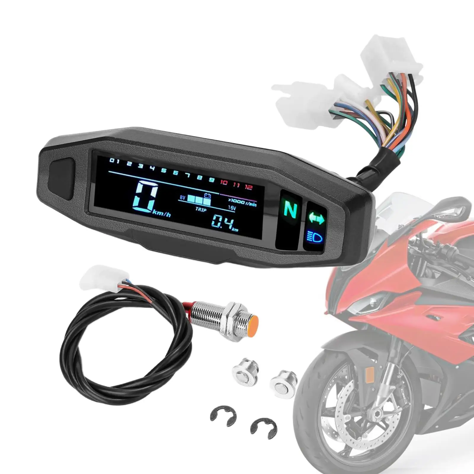 Motorcycle Meter Tachometer with Backlight Electric Multifunction Waterproof