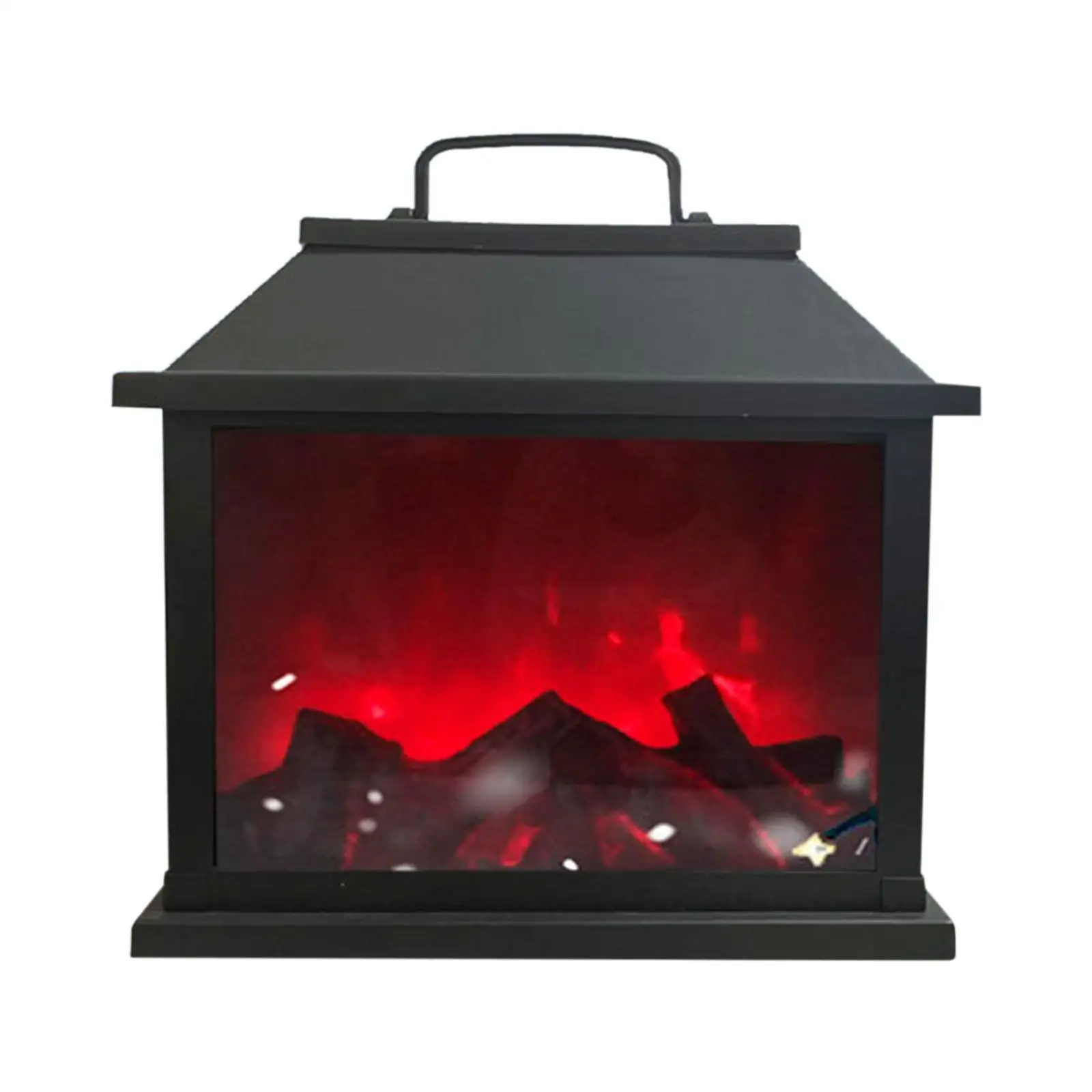 Fireplace Lantern Battery/USB Operated Decorative LED Fire Lamp Centerpiece Vintage Style Tabletop Lamp for Indoor & Outdoor Use