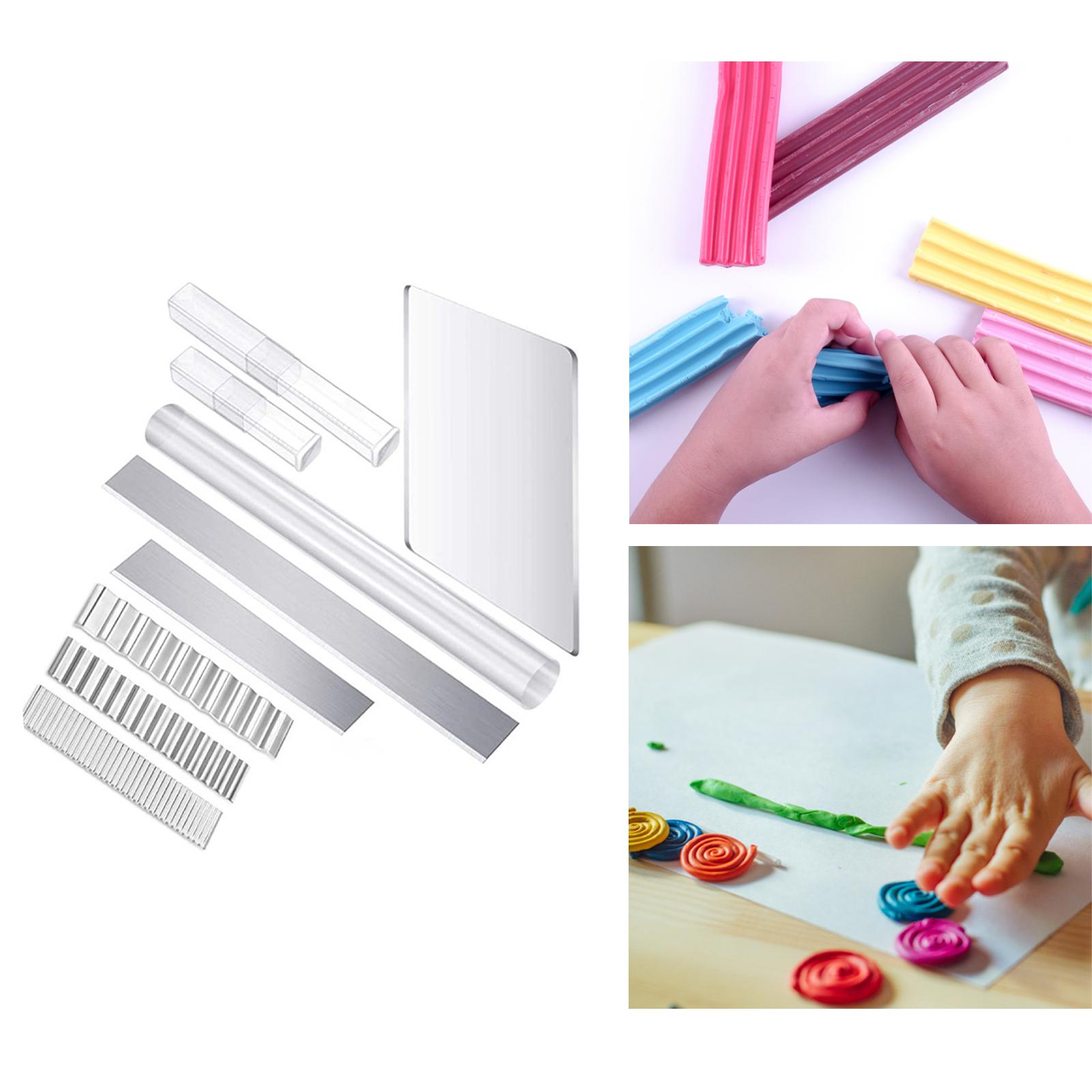 with Acrylic Roller Acrylic Sheet Acrylic Clay Roller Set 9Pieces Sculpture Making Sculpting, Straight and Wave Craft Clay Tools