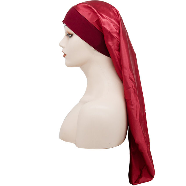 New Large Satin Bonnet Silk Night Sleeping Cap Long Satin Bonnet With Head  Tie Band Bonnet Edge Wrap per le donne capelli ricci treccia - AliExpress