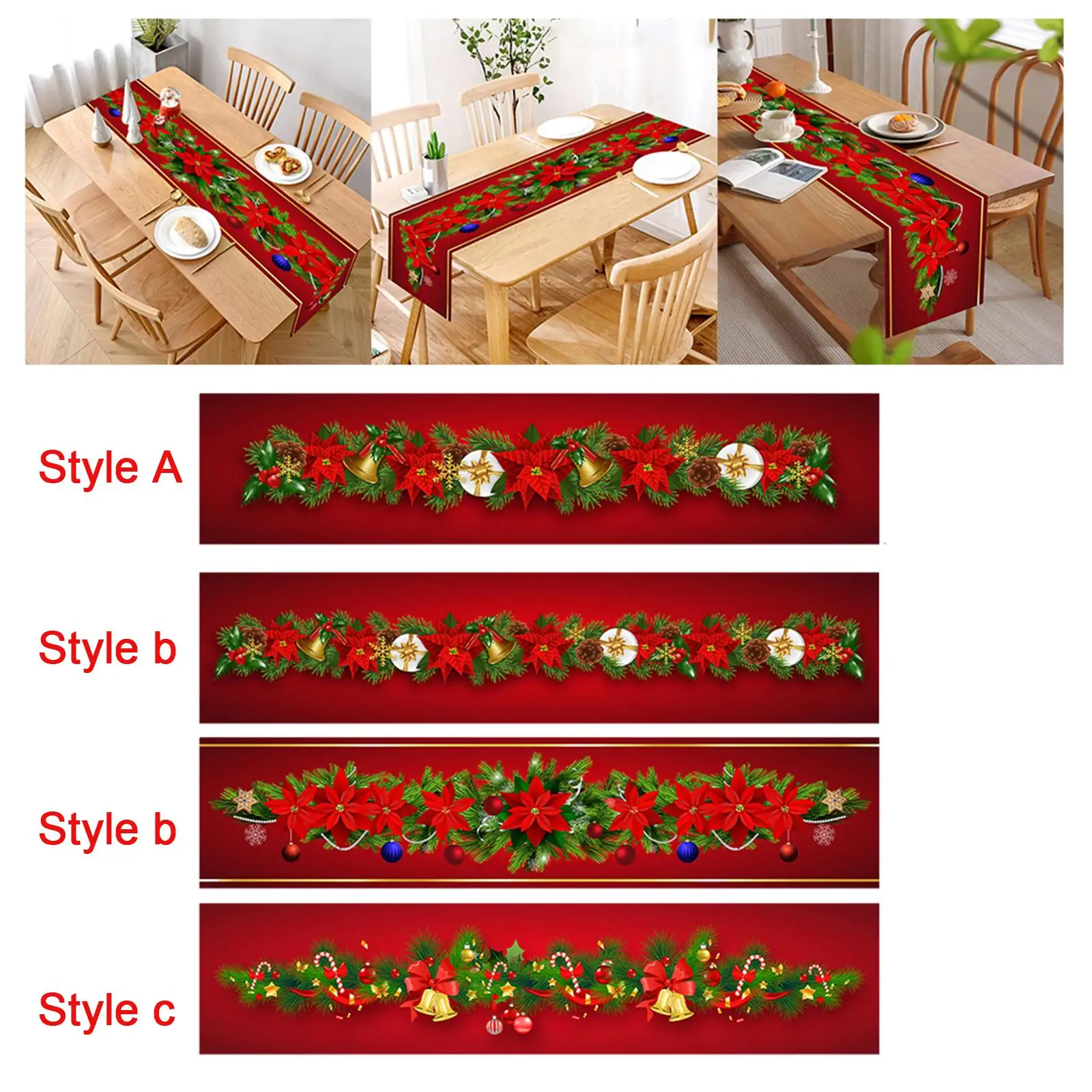 Christmas Table Runner Decorative Table Decoration for Tabletop Dresser Cafe