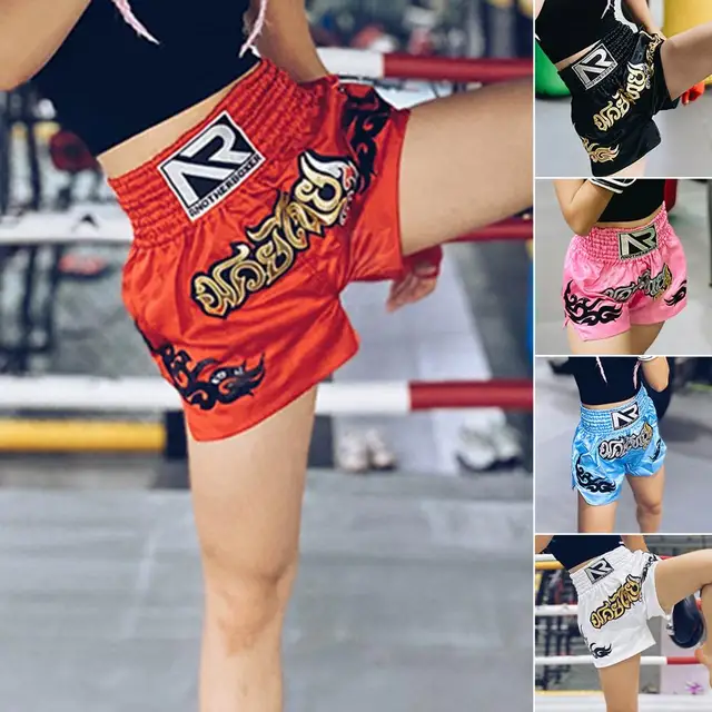 Pantalones cortos de Muay Thai para hombre y mujer, ropa de combate con  estampado de Kickboxing, Boxeo, competición de entrenamiento, gimnasio,  artes marciales, Sanda - AliExpress