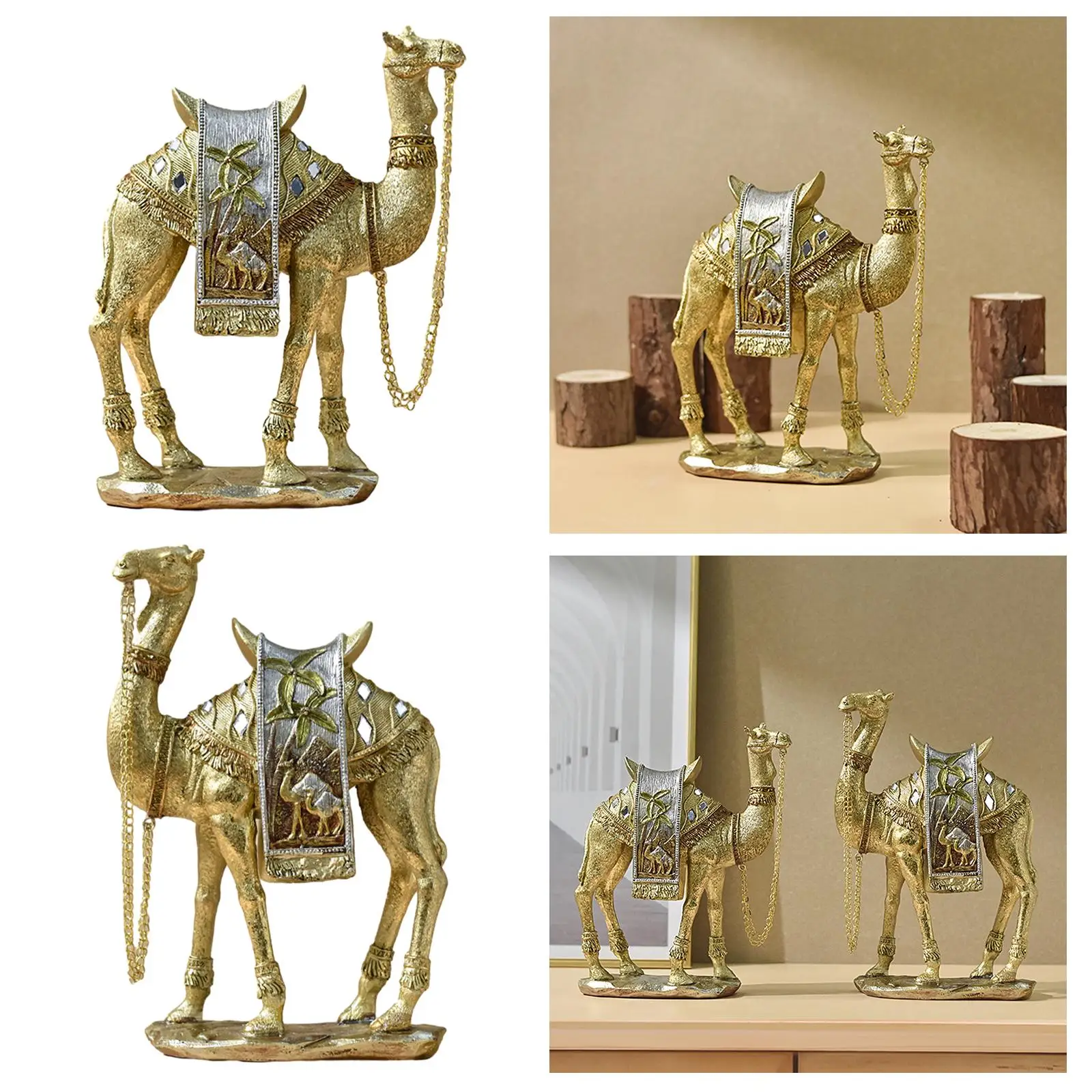 Camel Figurine Camel Sculpture Resin Animal Statue Art Craft Ornament for Fireplace Bedroom Home Decoration Birthday Gift