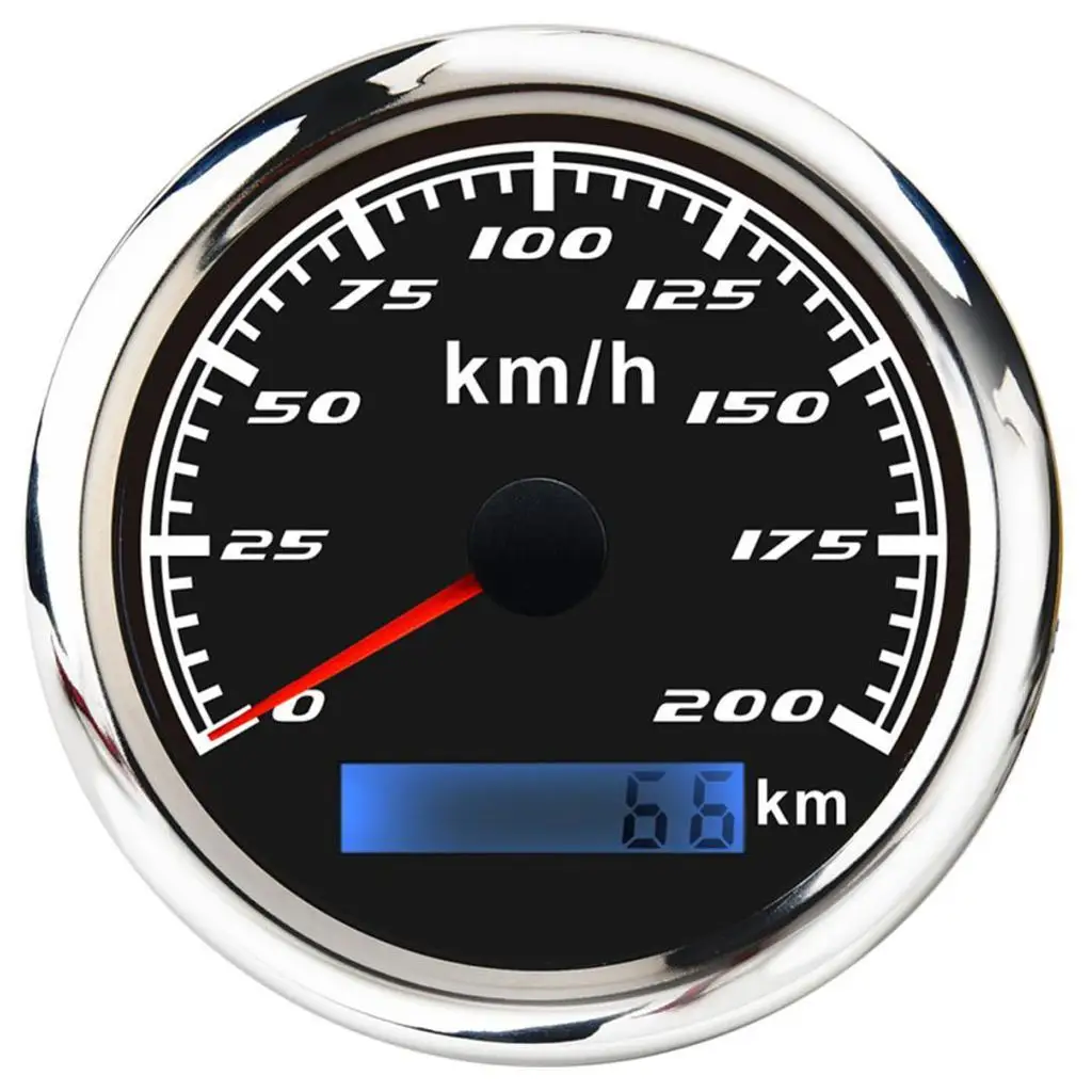 0-200Km/H 85mm Motors Waterproof Digital Stainless GPS Speedometer 12x8x12cm