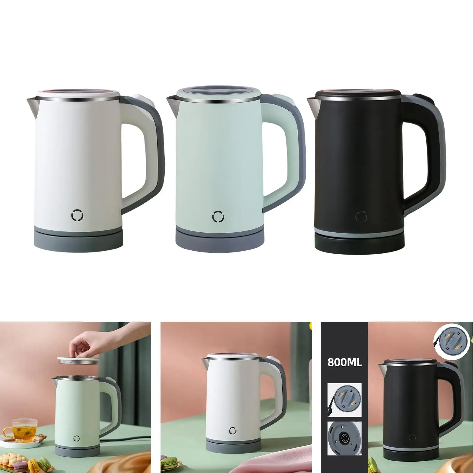 Electric Travel Kettle water Heating Tea Kettle Automatic Shut Off Dry Protection Portable Tea Pot EU Plug