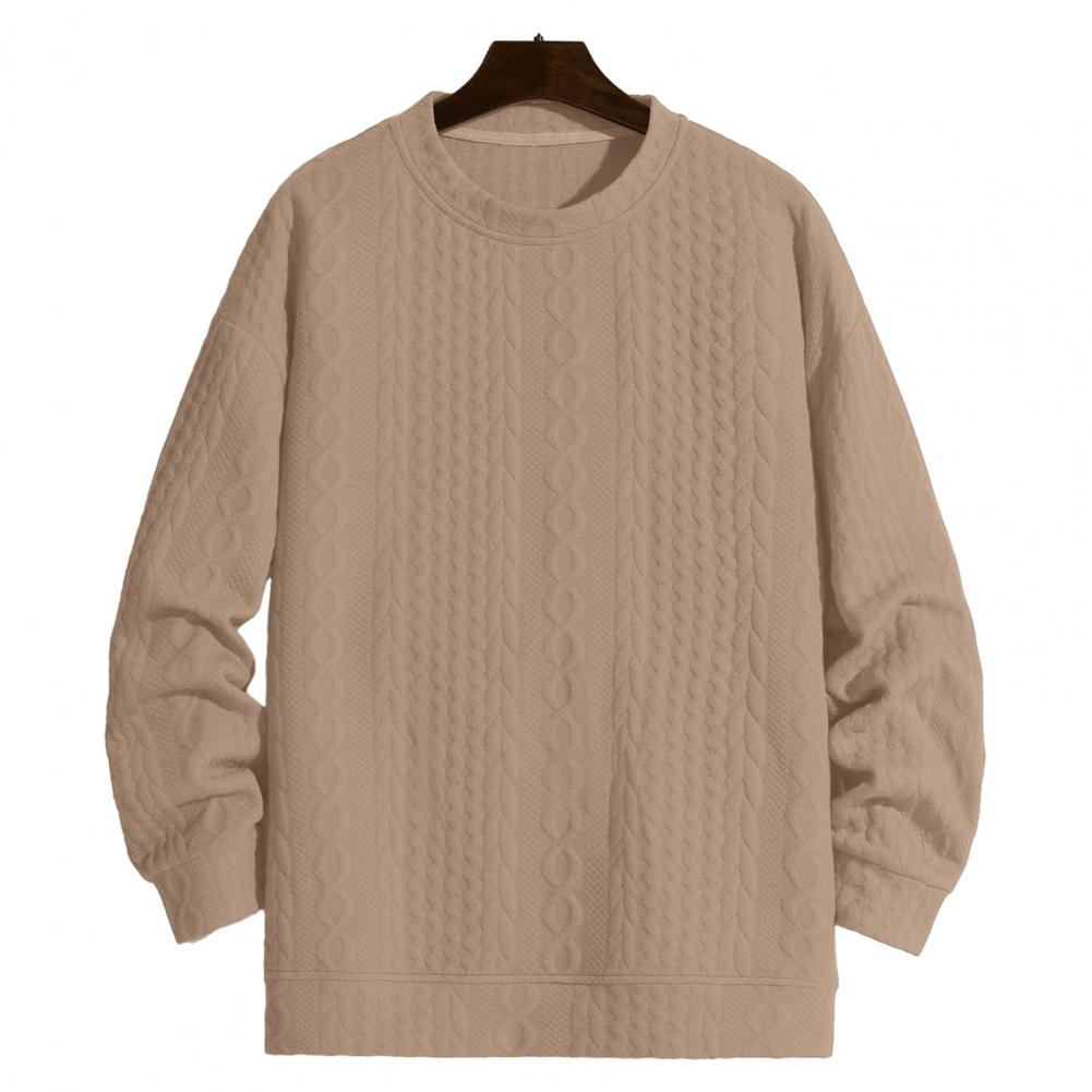 Description Picture 4 of itemRound Neck Men Sweatshirt Cozy Men's Knitted Sweater Soft Loose-fit Pullover with Applique Detailing for Fall Winter Warm Men