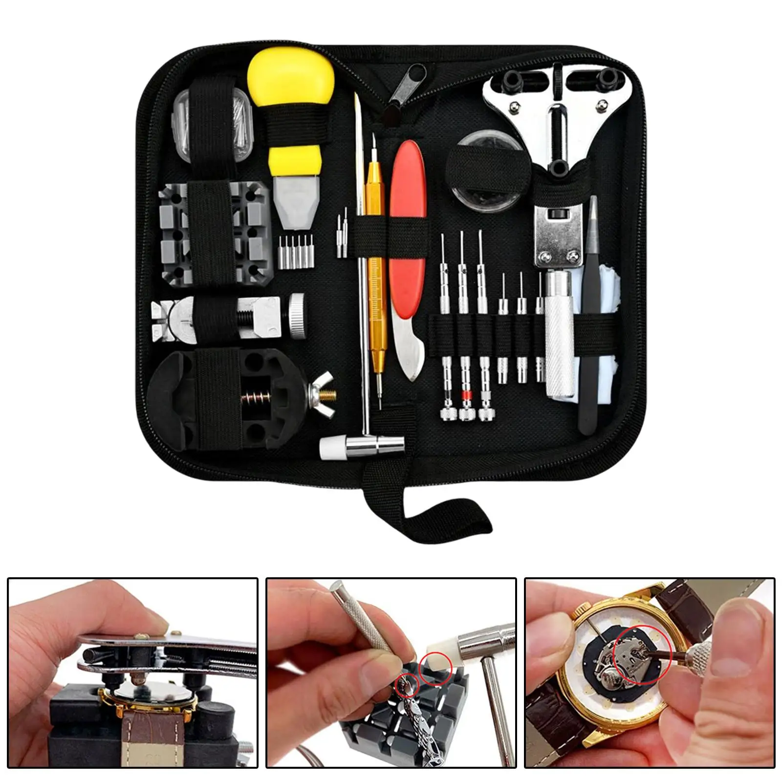 151 Pieces Watch Repair Tool Kit with Carrying Bag Clock Opener Watch Back Remover Tool for Watch Battery Replacement Watchmaker