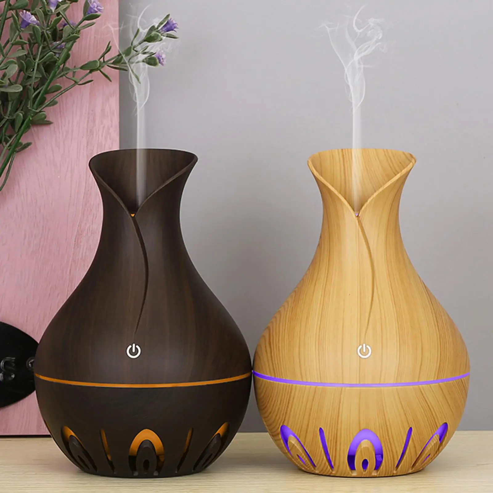 Essential Oil Diffuser Ultrasonic 7 Colors Wood Grain Super Quiet Purifier USB Aroma Diffuser for Gifts Baby Bedroom Bedroom Car