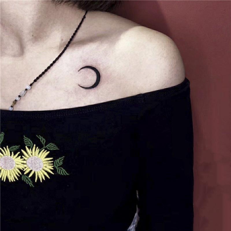 Best of Waterproof Temporary Tattoo Sticker Black Crescent Moon Design Body Art Fake Tattoo Flash Tattoo Shoulder Clavicle Female Male Reviews & Tips