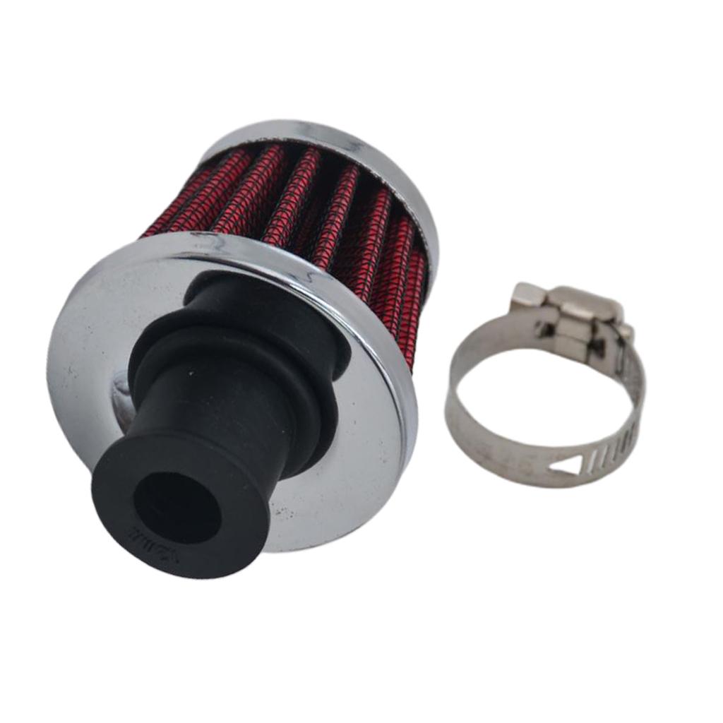 1x Red Mini Air Intake Crankcase Breather Filter Valve Cover Vent 12mm Universal