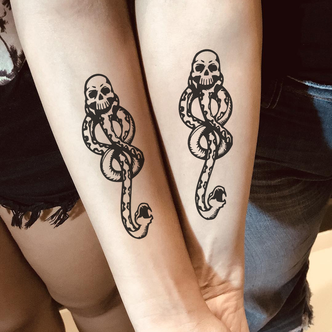 Best of 5PCS / 10PCS / 20PCS Death Eaters Dark Mark Temporary Tattoos Black Cartoon Skeleton Snake Body Art Waterproof Fake Tatoo Sticker Reviews & Tips - Image 2