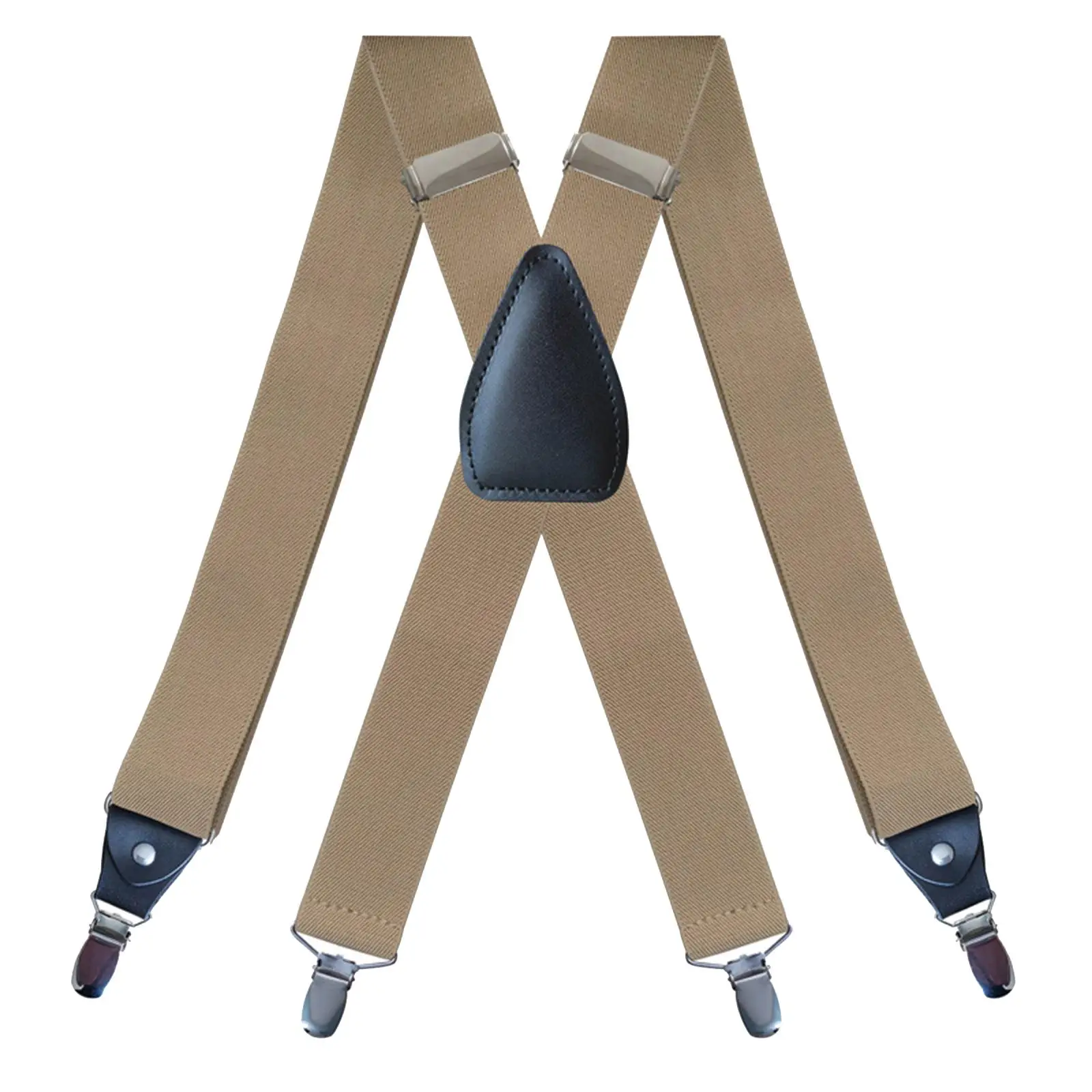 Suspenders for Shape Elastic with 4 Clips Solid Adjustable 1.38 Inch Wide Fits All Heavy Duty Suspenders for