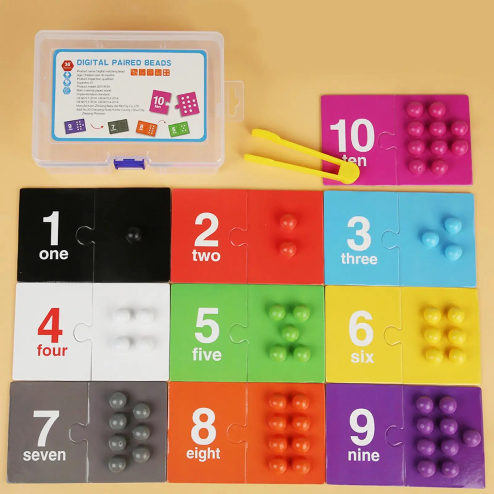 Rainbow Clip Bead Puzzle Color Sorting Wooden Color Sorting Balls Game for Coordination Activity Kindergarten Preschool Primary