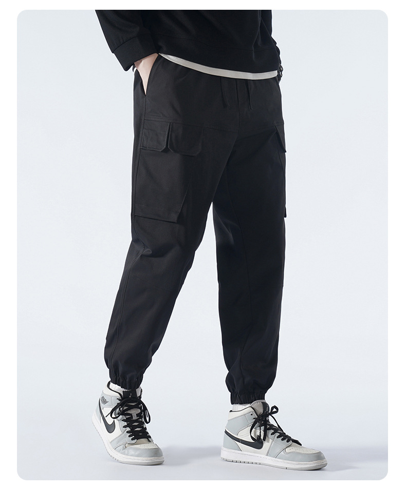 Description Picture 4 of itemWorkwear pants autumn loose fitting casual pants versatile solid color tie up leggings joggers sweatpants baggy pants