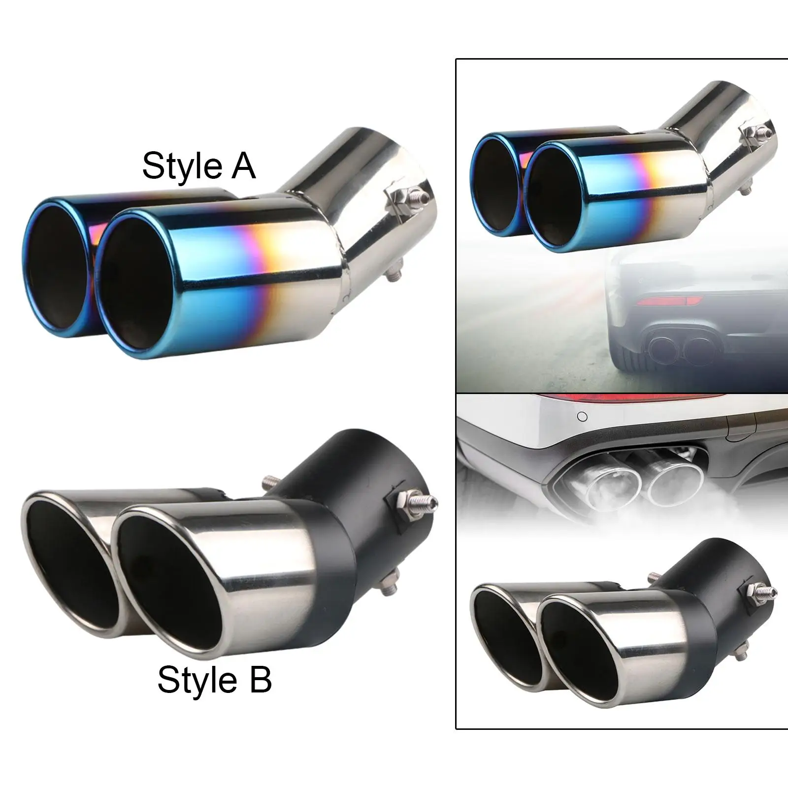 Dual Exhaust Tip Premium Stainless Styling Double Outlets End Pipe