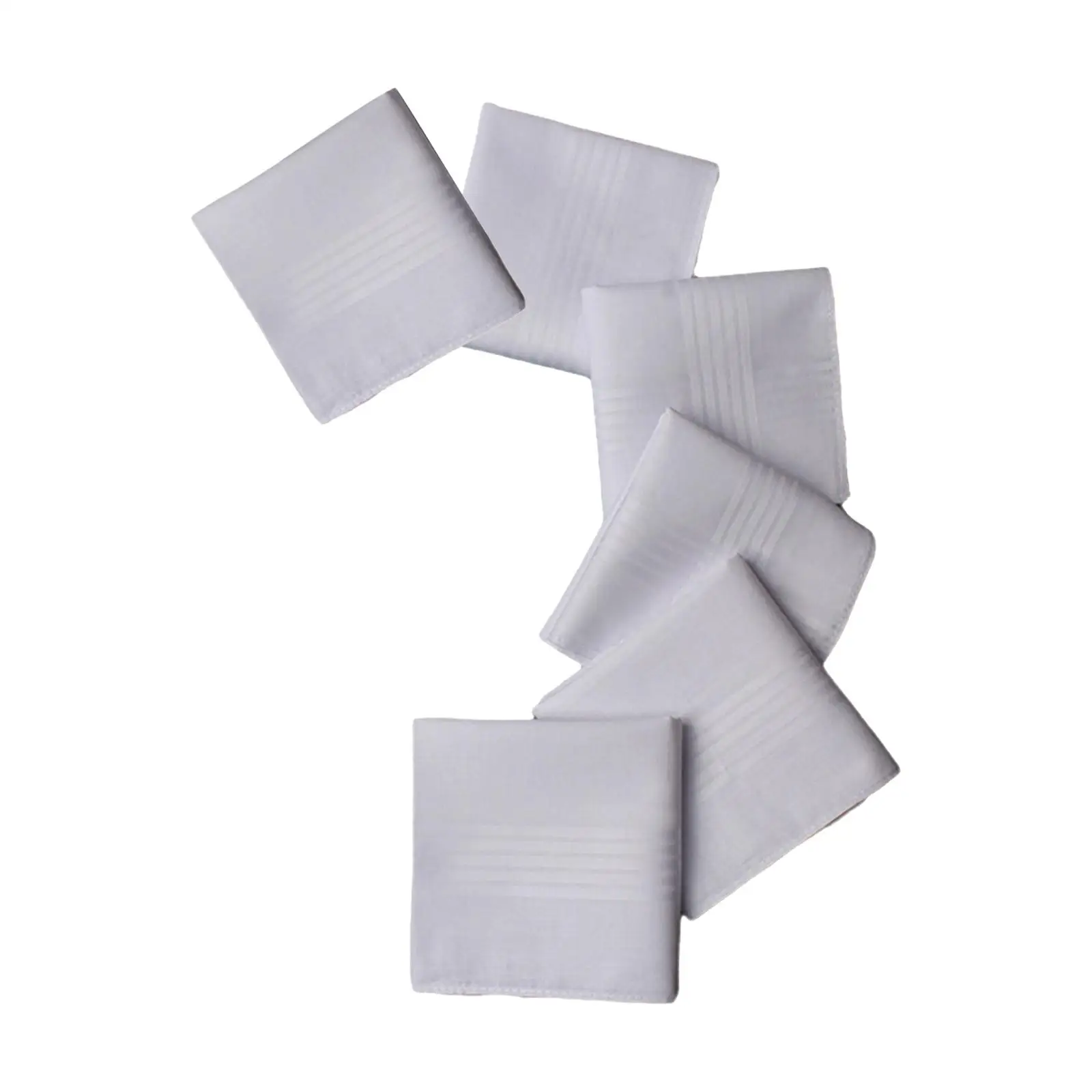 6Pcs Pure White Handkerchiefs Hankies Pocket Square for Gentlemen Grooms