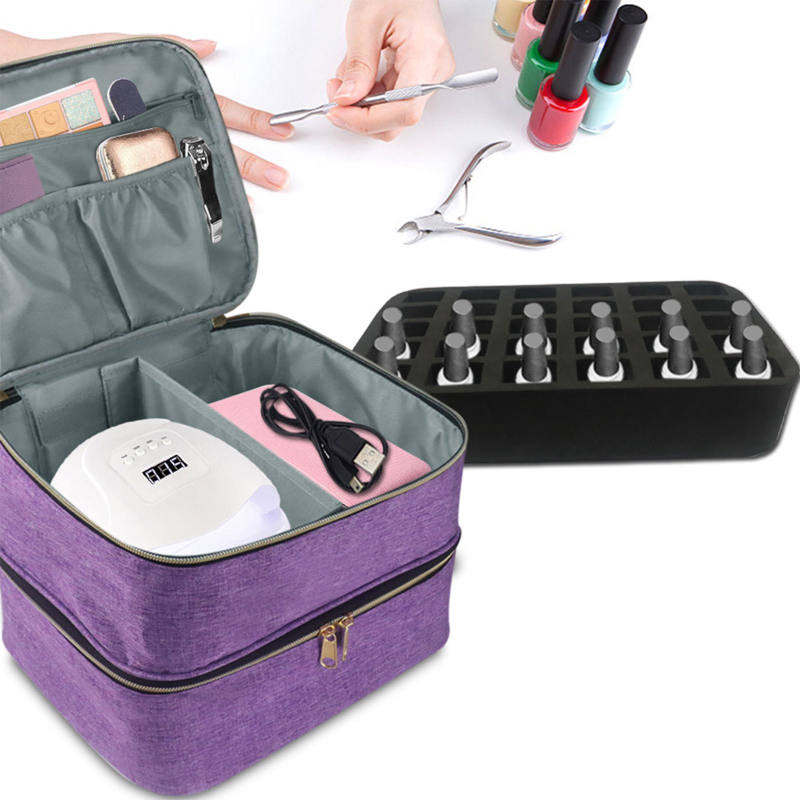 Nail Polish Carrying Case Bag Holds 30 Bottles  with Soft Dividers Container Nail Organizer for Nail Polish Manicure Tools