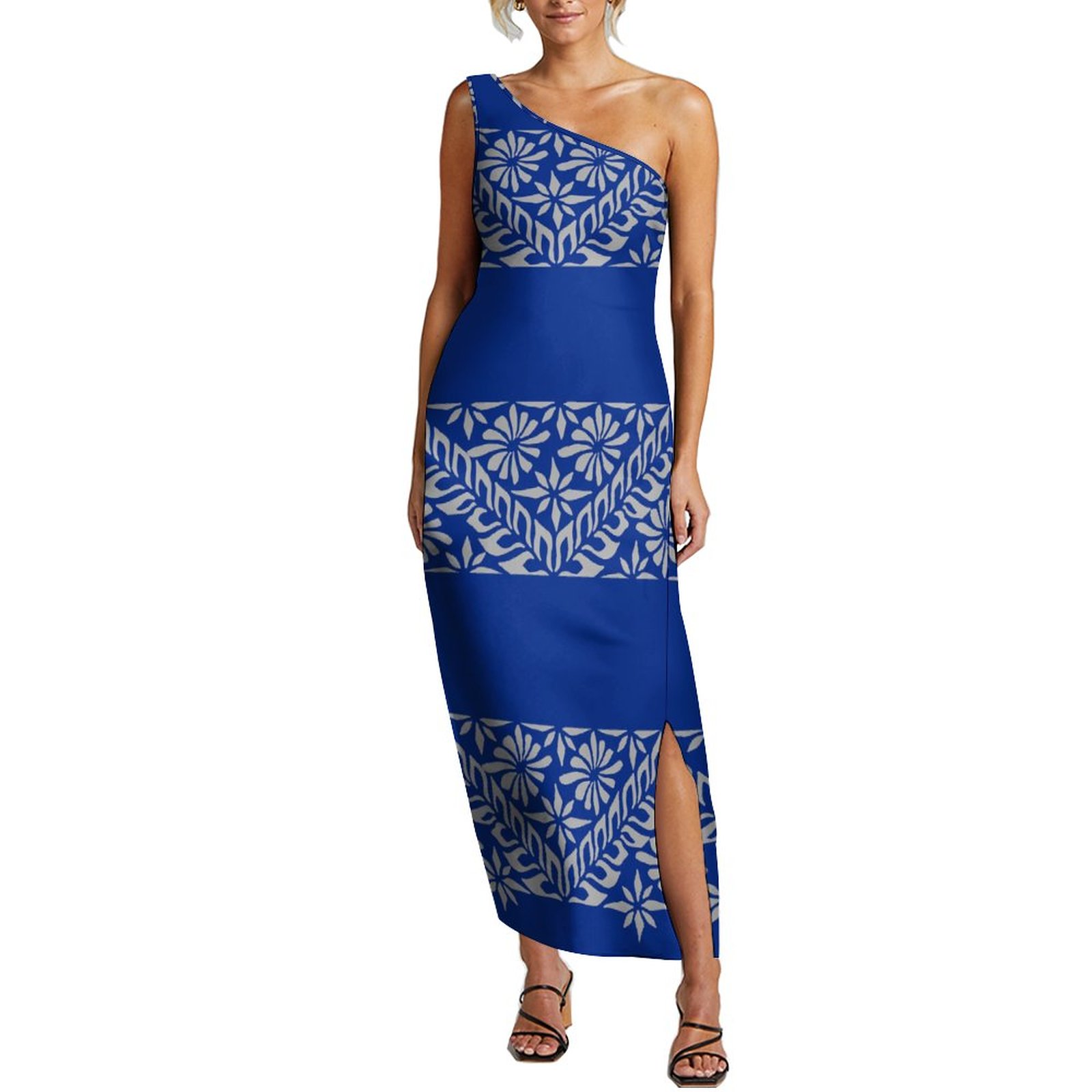 Vestido de ombro diagonal feminino, Maxi Dress