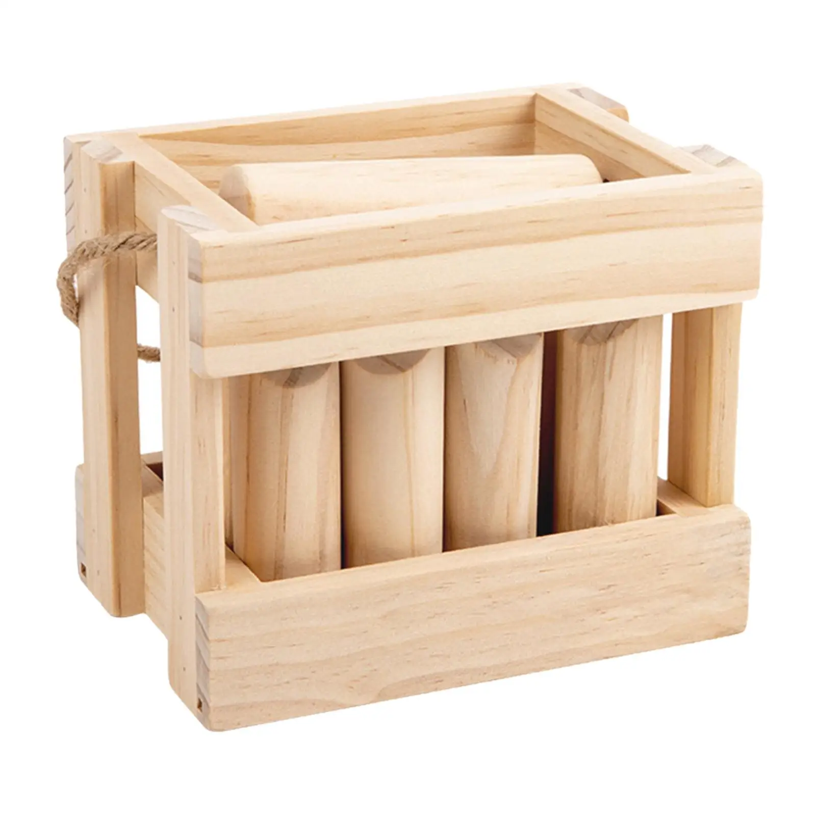 Wooden Tossing Game Premium Hardwood Throwing Scatter with Storage Basket for All Ages