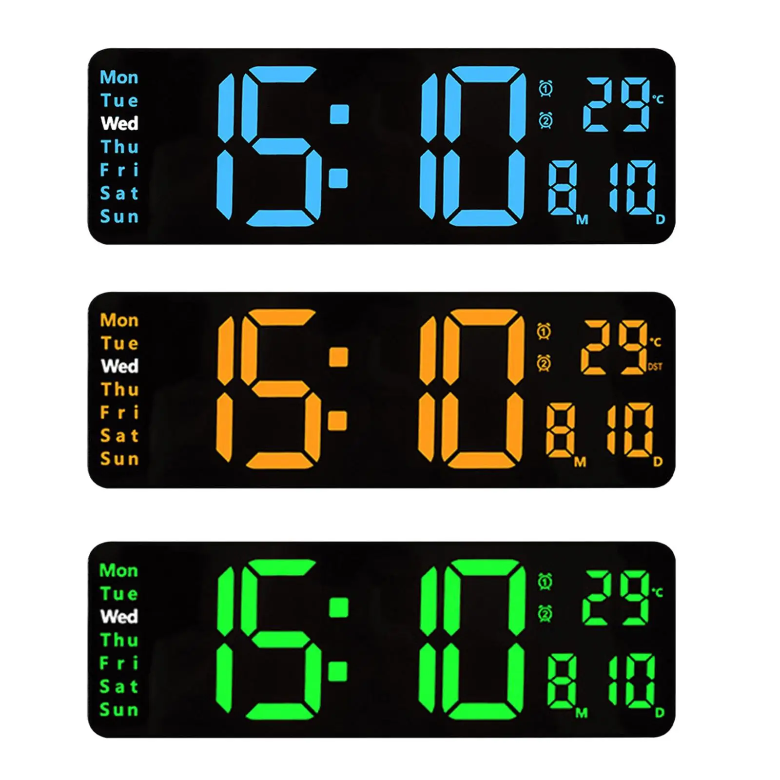 Digital Wall Clock Outlet Powered Wall Mounted or Desktop LED Electronic Clock for Bedside Home
