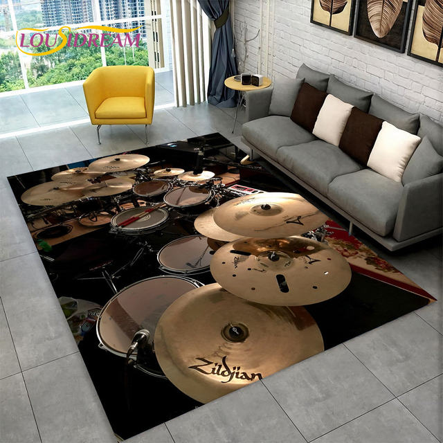 PRIHALF Drum Rug, Drum Set Carpet,Bedroom Living Room Decor