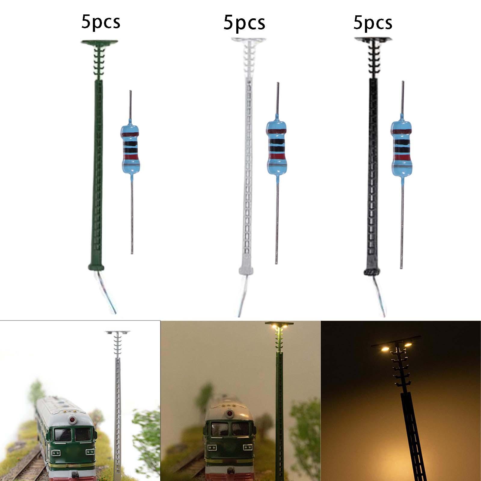 5Pcs LED Signal Model Railway Lights HO Scale Road Sign for Landscape Layout