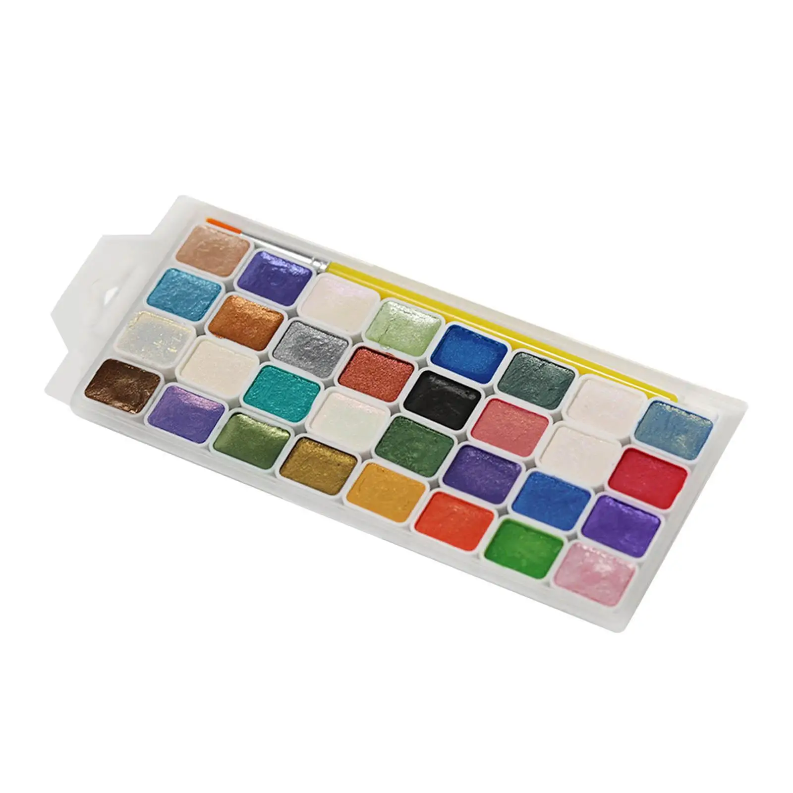 Glitter 32 Colors Solid Watercolor Painting Palette Nail Gel Polish DIY Nail Art Metallic Sparkle Gouache Paint Set for Students
