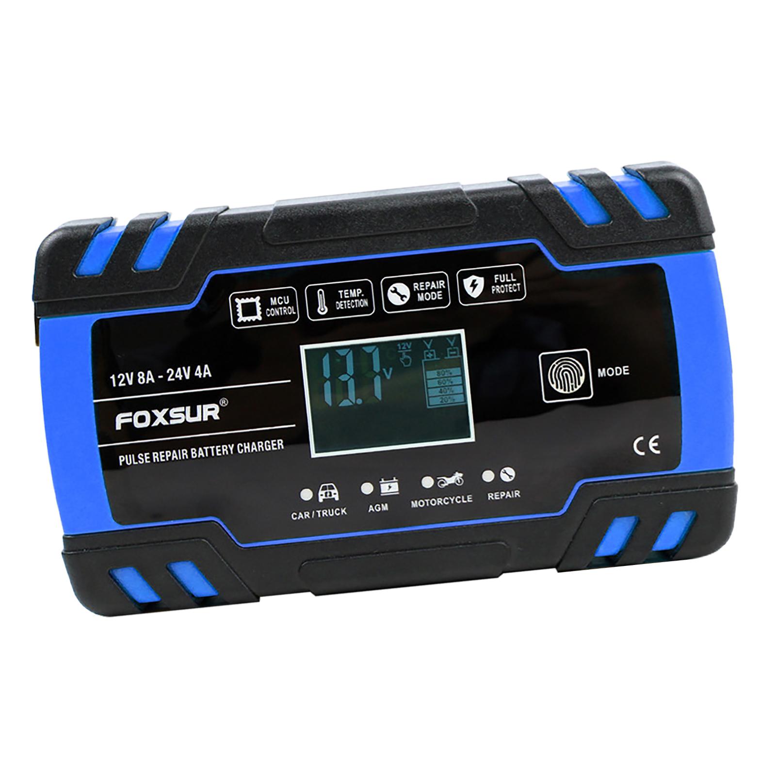 Smart Car Battery Charger 12V 24V 8A 4A 3-Stage Automatic PULSE Repair Charger for Agm Battery Boat SLA Wet