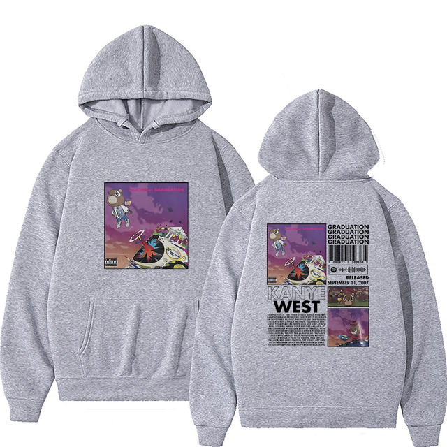 Kanye West Graduation Hoodie Mens Medium Purple Embroidered Album Art cheapest Bleach Dye