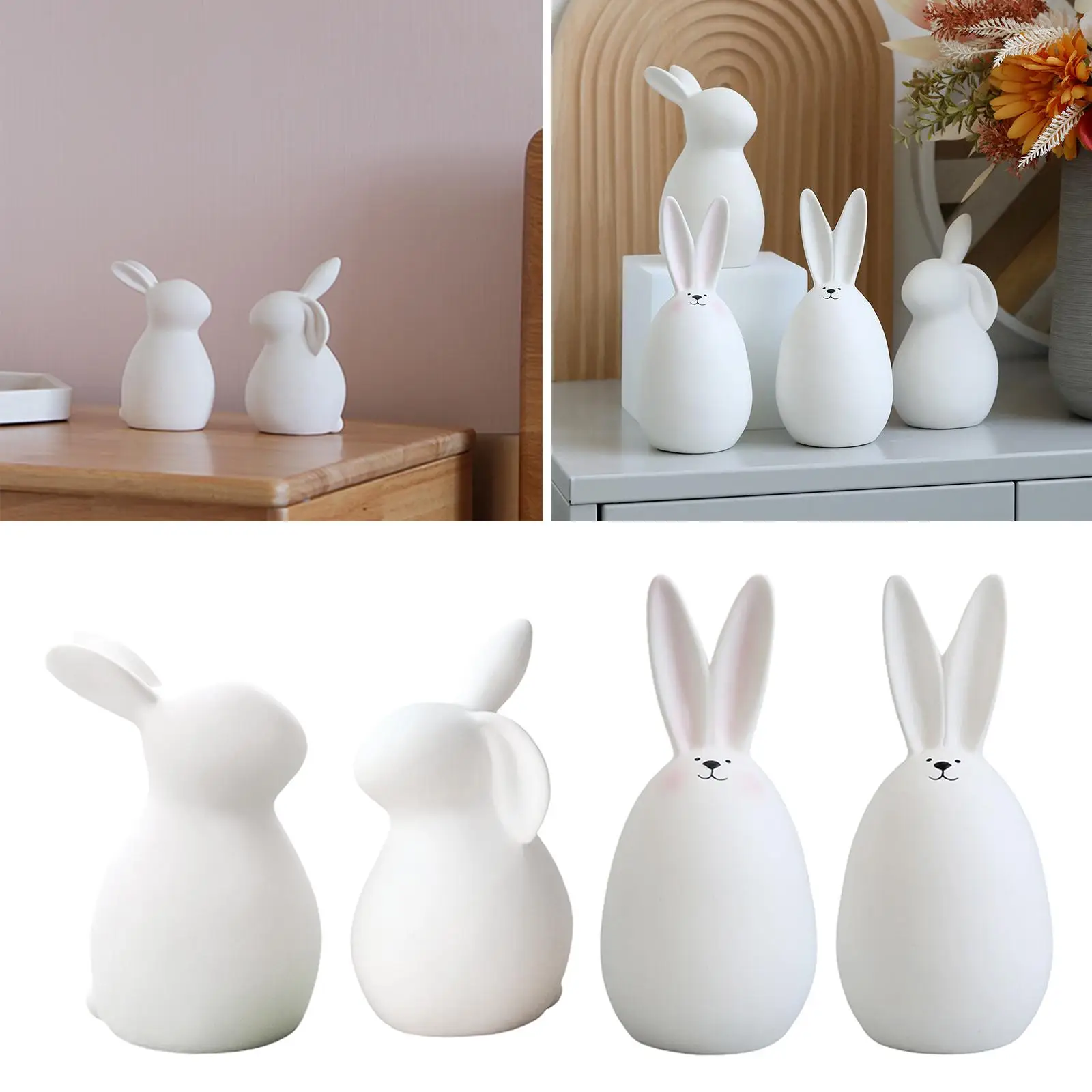 Adorable Rabbit Statue Easter Bunny Figurines for Arrangement Office Cabinet