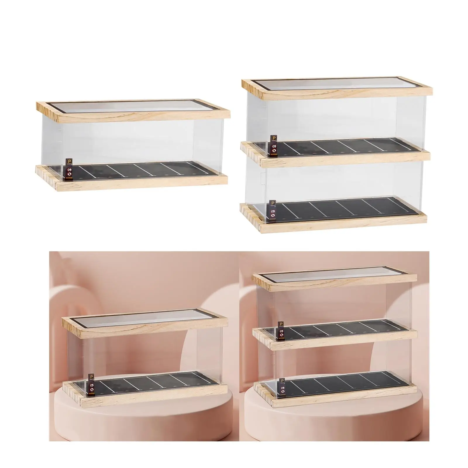 1:64 Parking Lot Acrylic Storage Organizer Decoration Display Case for Office Desk Collectibles Bookshelf Countertop Study