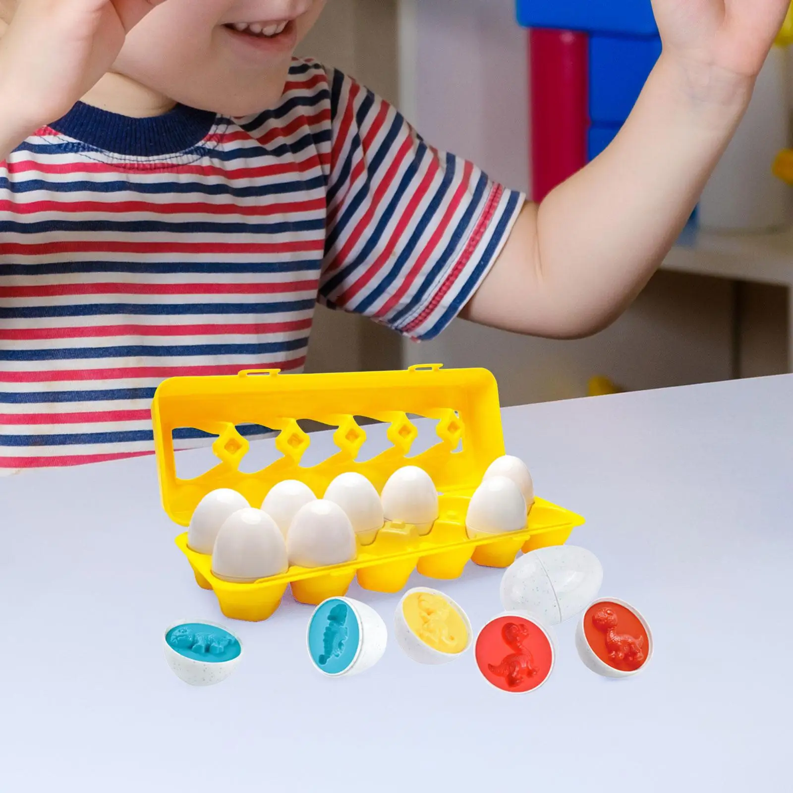 12Pcs Matching Egg Play Set Sensory Toy Sorter Puzzle Toys for Infant Easter Basket Gift 3 4 5 6 Years Old Babies Children