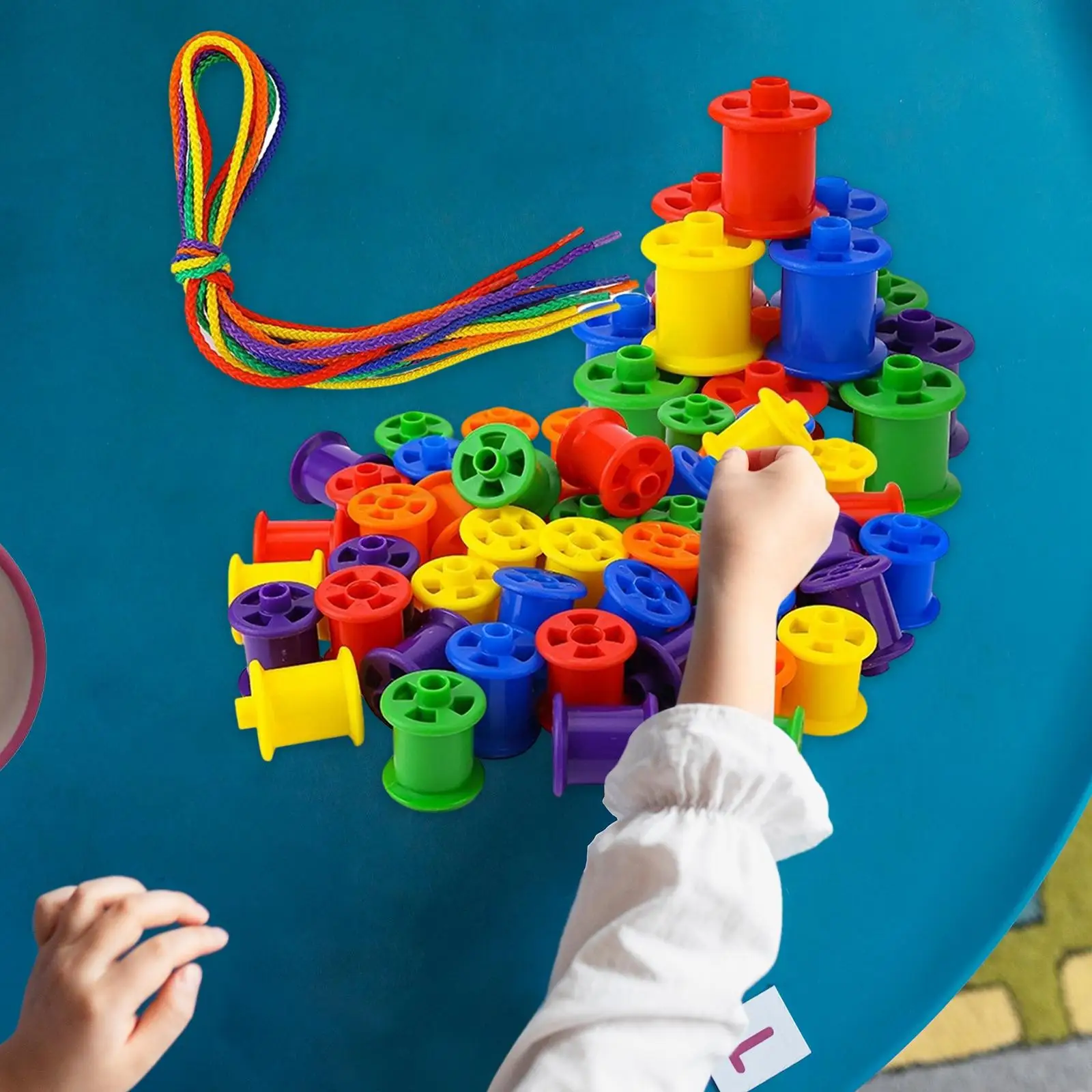 Beaded Blocks Developmental Toys Threading Beads Toy for Nursery Kindergarten